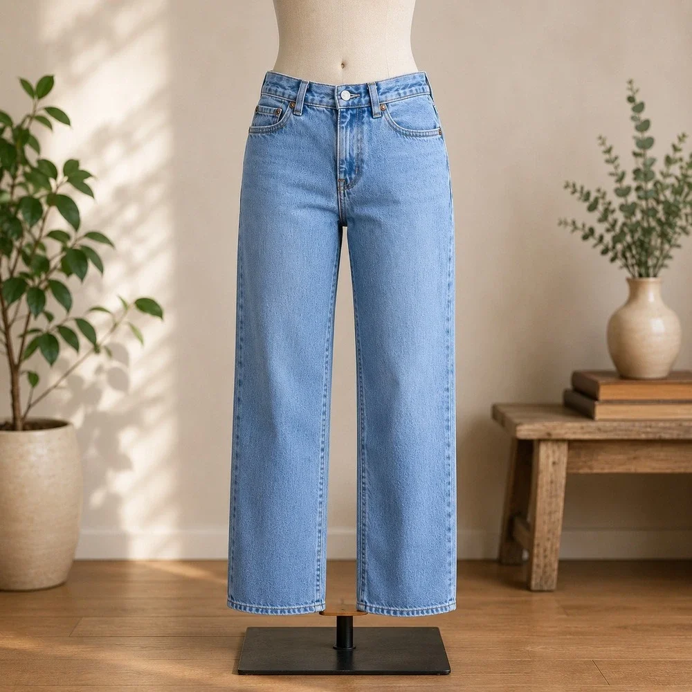 Abercrombie Kids Baggy Jeans Kids 13/14 Light Blue Wash Denim Relaxed Regular